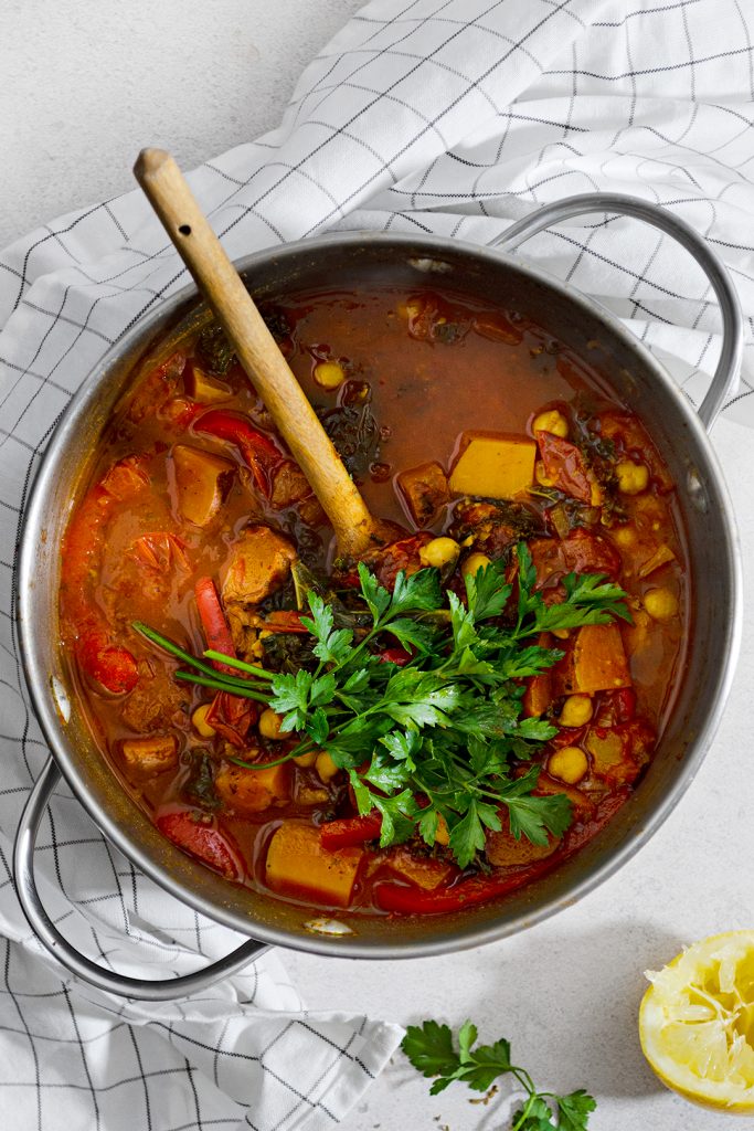 One Pot Vegan Chickpea and Chorizo Stew