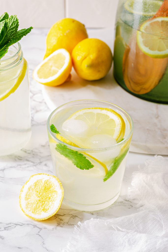 Refreshing summer homemade mint and lemonade cooler