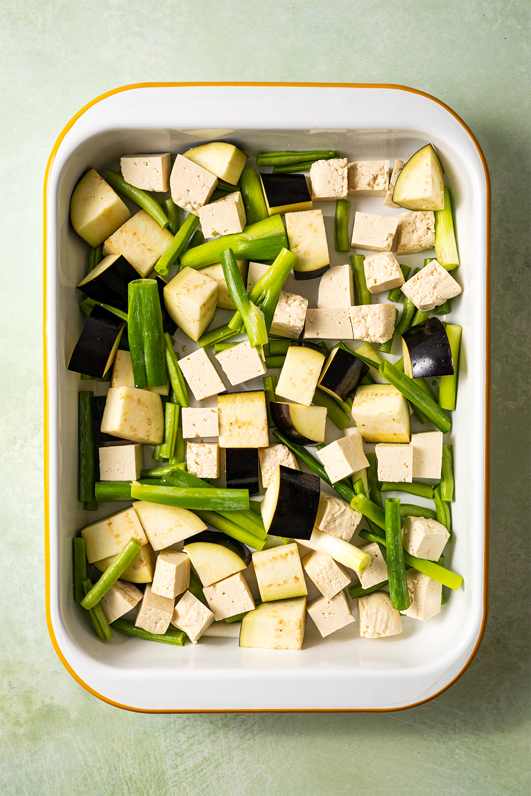 Roasted vegan aubergine and tofu hoisin tray bake