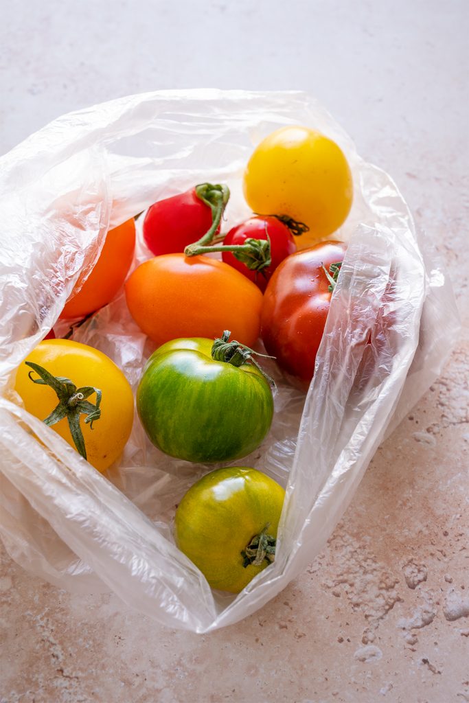A bag of heritage tomatoes