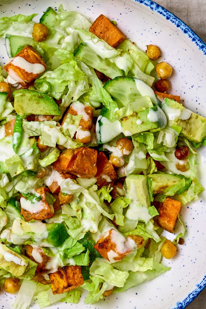 Caesar Style Chickpea & Sweet Potato Salad